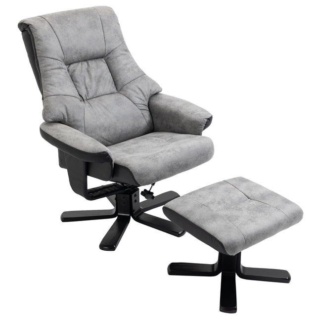 Fauteuil de relaxation avec tabouret, fauteuil TV rotatif, fauteuil TV avec fonction inclinable, microfibre gris, 78 x 82,5 x 109 cm