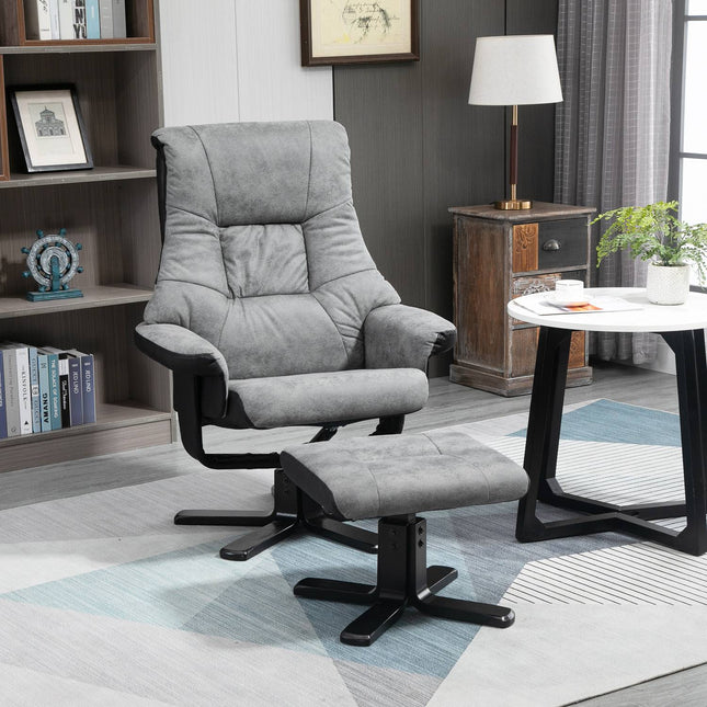 Fauteuil de relaxation avec tabouret, fauteuil TV rotatif, fauteuil TV avec fonction inclinable, microfibre gris, 78 x 82,5 x 109 cm
