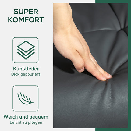Liege mit Hocker, Kunstleder, drehbar, dunkelgrau