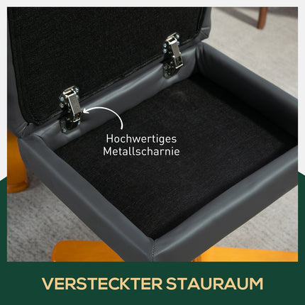 Liege mit Hocker, Kunstleder, drehbar, dunkelgrau