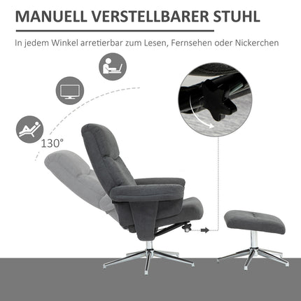 Relax-Sesselgarnitur, Samtoptik, bis 150 kg, dunkelgrau