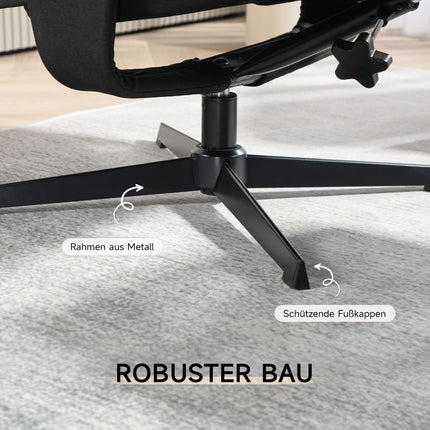 Lounger with footrest, velvet upholstery, black