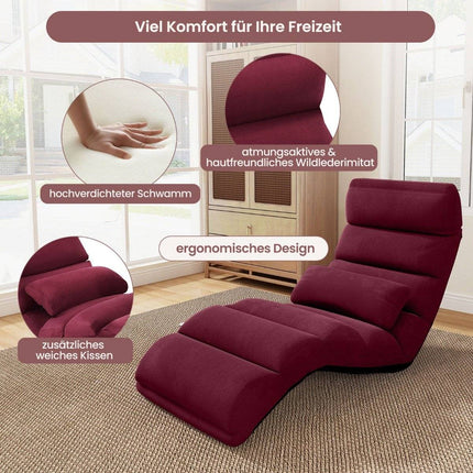 Relaxliege Klappbarer Bodensessel mit verstellbarer Rückenlehne Rot 175 x 55 x 20 cm