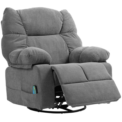 Entspannender Massagesessel mit Relaxfunktion, drehbar, 4 Seitentaschen und Fernbedienung, dunkelgrau