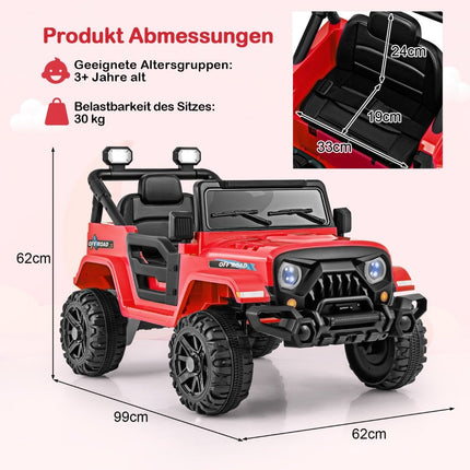 Ferngesteuerter Aufsitz-LKW mit LED-Leuchten, 12V Batterie