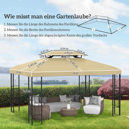 Replacement Canopy for 3x4m Pavilion, Water-Repellent, Beige