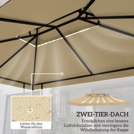 Replacement Canopy for 3x4m Pavilion, Water-Repellent, Beige