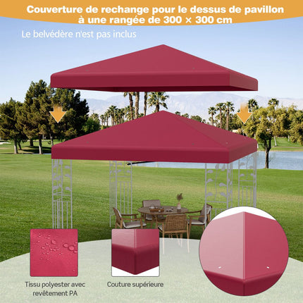 Ersatz-Pavillondach 300x300 cm, Polyester, Weinrot