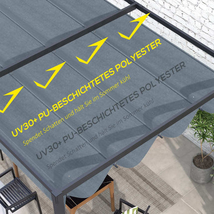 Pergola-Dach mit UV-Schutz, dunkelgrau, 3 x 2,5 m
