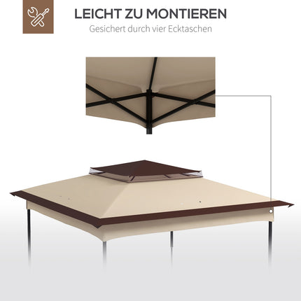 Pavillondach Ersatz 3,25m, Kaffee-Polyester