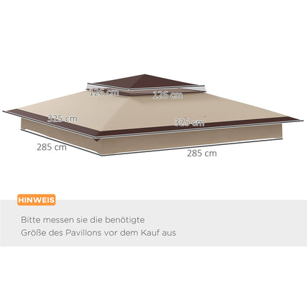 Pavillondach Ersatz 3,25m, Kaffee-Polyester