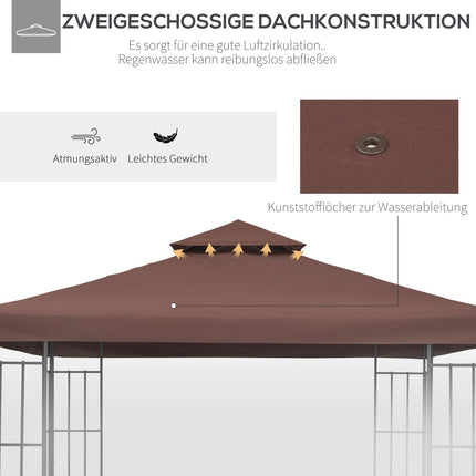 3x3M Kaffee-Ersatzdach für Metallpavillon - Polyester