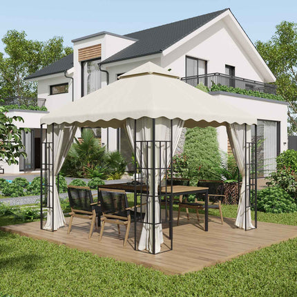 Ersatzdach für Gartenpavillon, 3x3M, Cremeweiße Abdeckung
