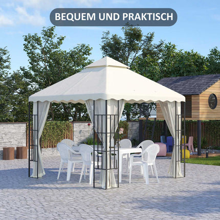 Ersatzdach für Gartenpavillon, 3x3M, Cremeweiße Abdeckung