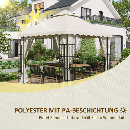 Ersatzdach für Gartenpavillon, 3x3M, Cremeweiße Abdeckung