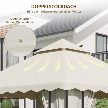 Ersatzdach für Gartenpavillon, 3x3M, Cremeweiße Abdeckung