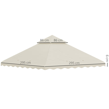 Ersatzdach für Gartenpavillon, 3x3M, Cremeweiße Abdeckung