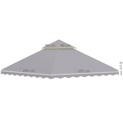 3x3 m Garden pavilion Replacement roof, light grey