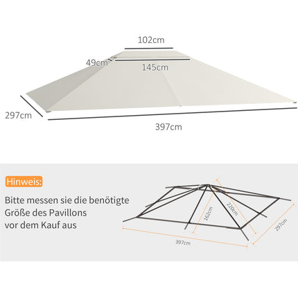 Vodotěsná náhradní střecha na altán, UV ochrana, 3.97x2.97M, krémová