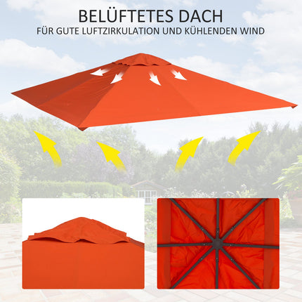 Oranges Polyester-Pavillondach, Sonnenschutz, 3x3 m
