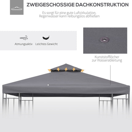 Replacement dark gray gazebo roof, 3x3M polyester cover