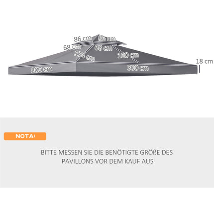 Replacement dark gray gazebo roof, 3x3M polyester cover