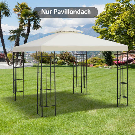 Metall-Gartenpavillon Ersatzdach, 3x3m, Cremefarbener Polyester