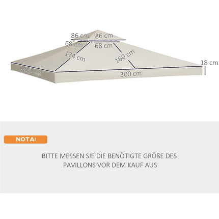 Metall-Gartenpavillon Ersatzdach, 3x3m, Cremefarbener Polyester