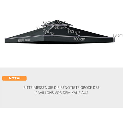 Vervangend Dakpaviljoen Voor Metalen Paviljoen Tuinpaviljoen Feesttent Tuintent Polyester 3X3M Houtskoolgrijs