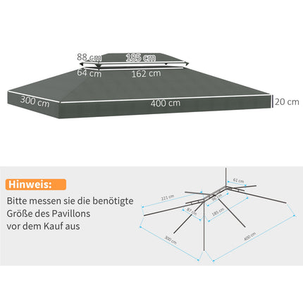 Dunkelgraues 3x4M Polyester-Dachersatz für Pavillon