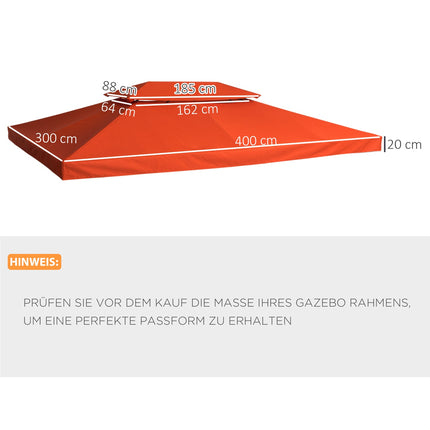 Rust Red Replacement Roof for 3x4M Metal Gazebo