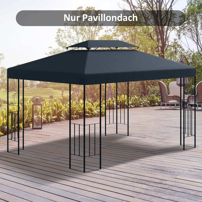 Dach für Gartenpavillon, anthrazitfarbenes Polyester, 3x4m Ersatz