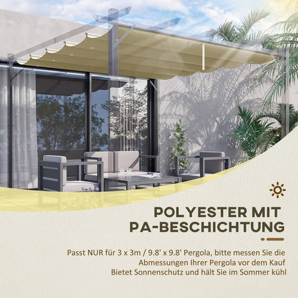Wasserdichter 3x3m Pergola-Dachersatz, beiges Verdeck