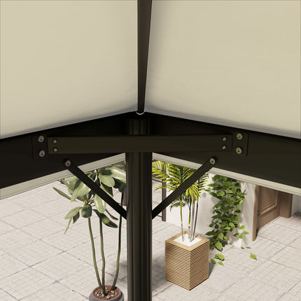 Vervangend dak voor tuinpaviljoen 3 x 4 m, waterdicht 370 g/㎡ beschermhoes met dubbel dak, regenhoes, vervangende hoes, UPF30+, voor tuin, feest, terras, crèmewit