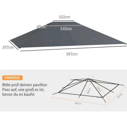 Pavillon Ersatzdach, 4x3m Wasserdicht UV30+ Polyester