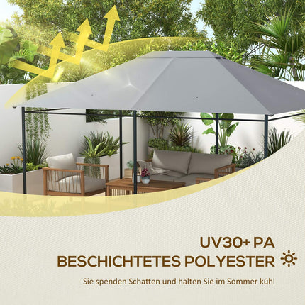 Hellgraues Pavillondach Ersatz 4x3m, UV 30+, wasserabweisend