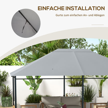 Hellgraues Pavillondach Ersatz 4x3m, UV 30+, wasserabweisend