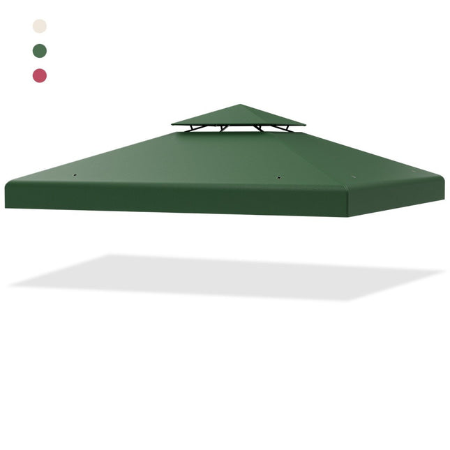 Ersatzdach 300 x 300 cm Terrassendach für doppelstöckigen Pavillon dunkelgrün
