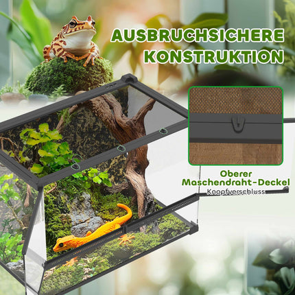 Reptilien-Glast terrarium 48L, Frontbelüftung, 50x30x35 cm