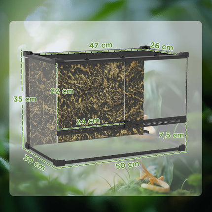 Reptilien-Glast terrarium 48L, Frontbelüftung, 50x30x35 cm