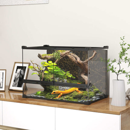 Reptilien-Glast terrarium 48L, Frontbelüftung, 50x30x35 cm