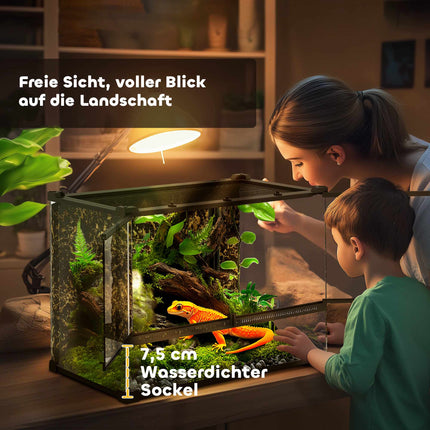 Reptilien-Glast terrarium 48L, Frontbelüftung, 50x30x35 cm