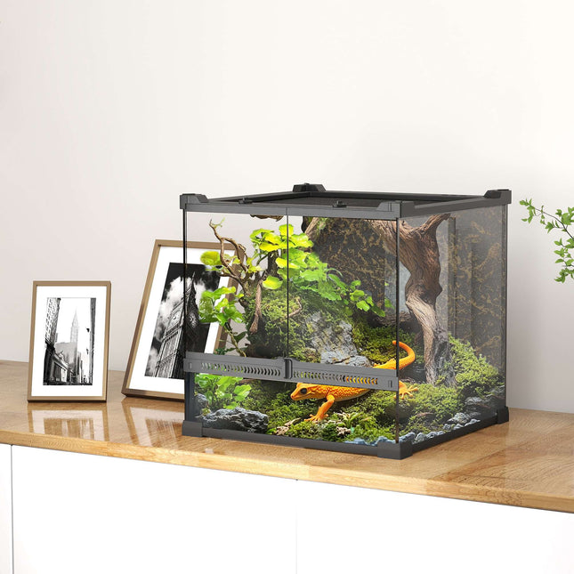 Reptile Glass Terrarium, Waterproof Base, Secure Lock