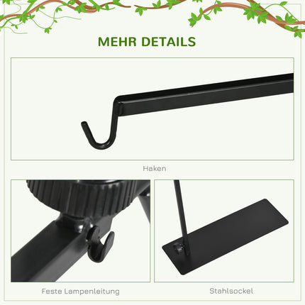Support de lampe chauffante réglable pour reptiles, base à 4 fentes pour fils, acier noir