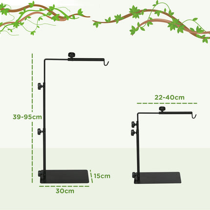 Support de lampe chauffante réglable pour reptiles, base à 4 fentes pour fils, acier noir