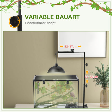 Support de lampe chauffante réglable pour reptiles, base à 4 fentes pour fils, acier noir