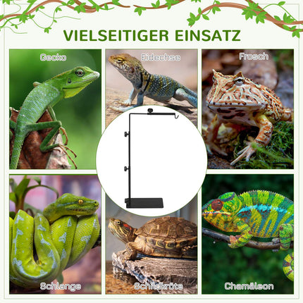 Support de lampe chauffante réglable pour reptiles, base à 4 fentes pour fils, acier noir