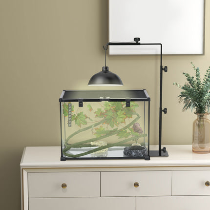 Support de lampe chauffante réglable pour reptiles, base à 4 fentes pour fils, acier noir