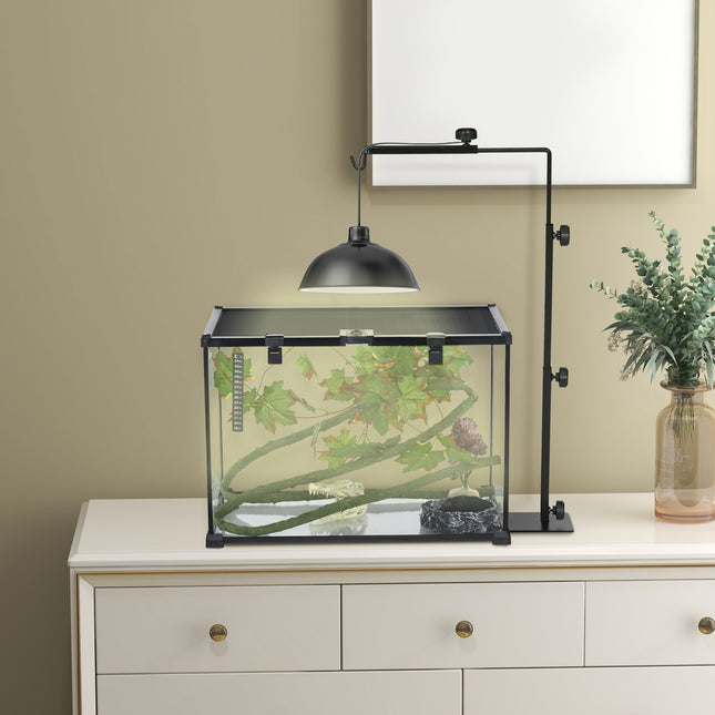 Support de lampe chauffante réglable pour reptiles, base à 4 fentes pour fils, acier noir