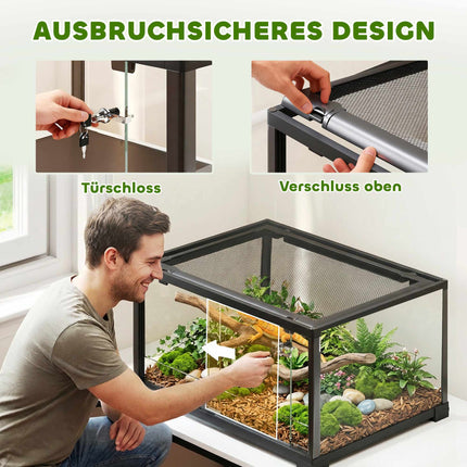 Reptile Vivarium, 86L, Sliding Doors, Secure, 60x45x32 cm